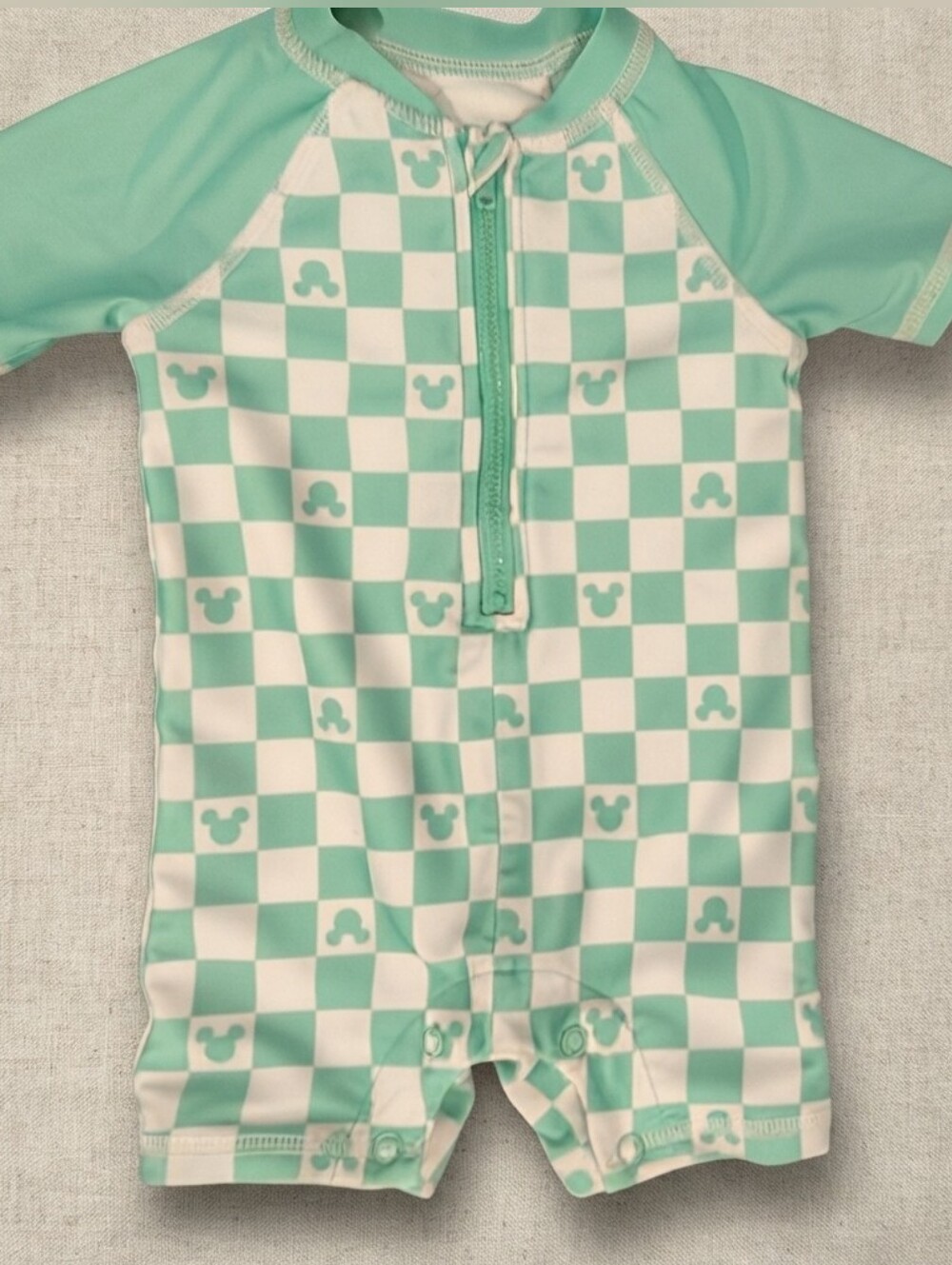 Disney 6-9M Aqua and White Kids Swim Rashguard